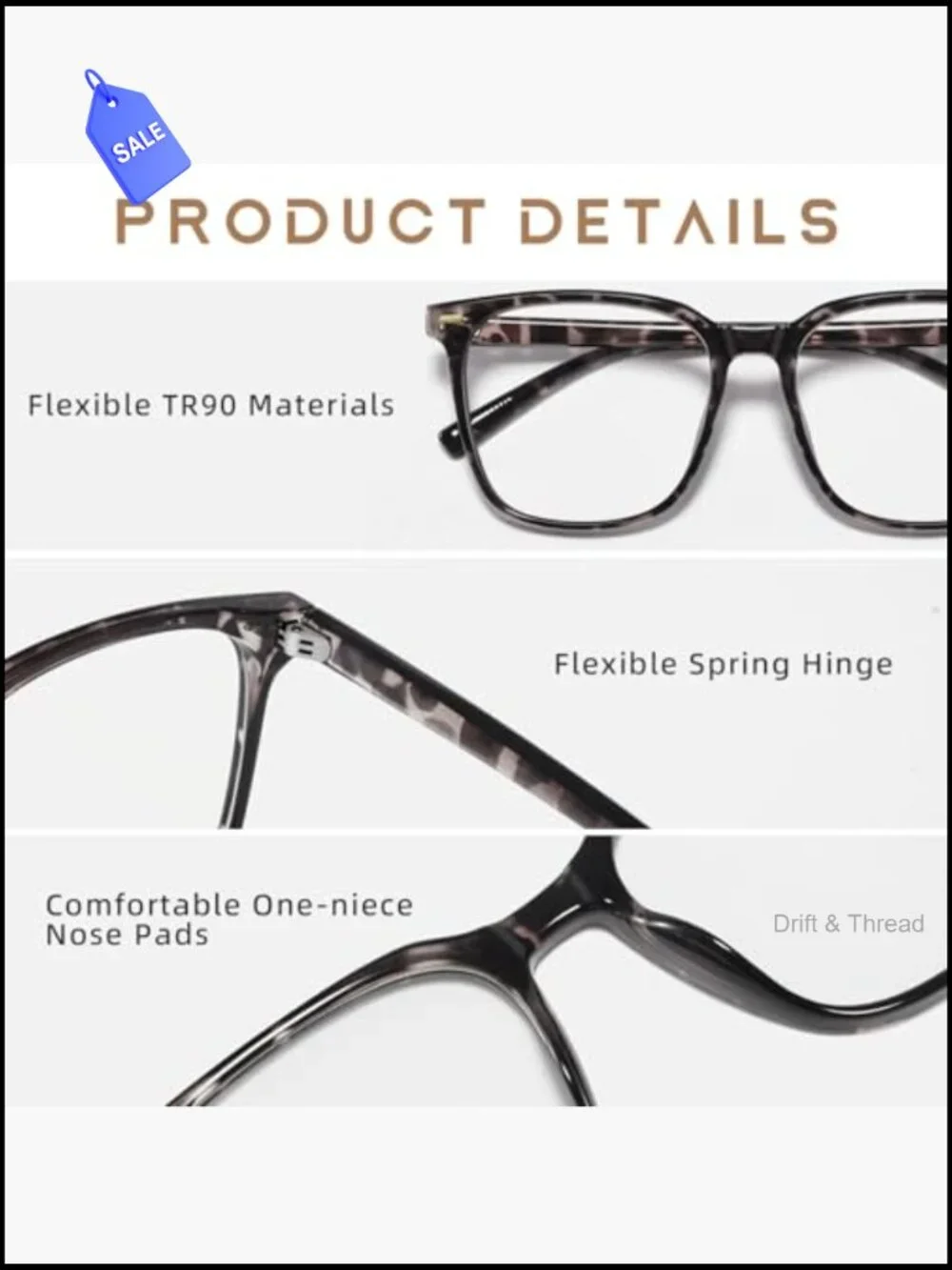 Oversized Square Blue Light Blocking Glasses for Women Men, Anti-Fatigue